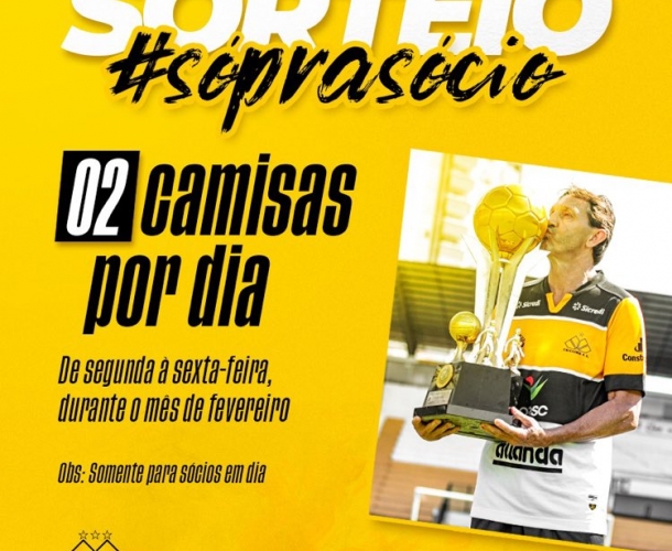 Associados participarão de sorteios de duas camisas oficiais por dia