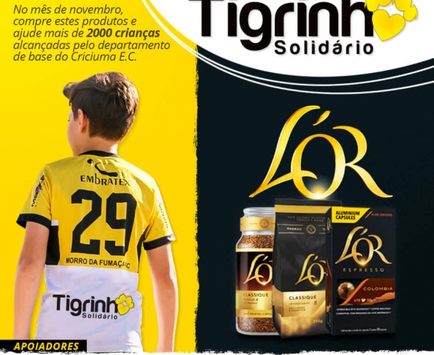 Café L'or é o novo parceiro do Projeto Tigrinho Solidário