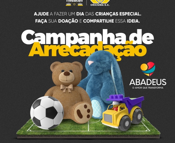 Criciúma, Abadeus e Arquibancada Tricolor realizam campanha para arrecadação de brinquedos