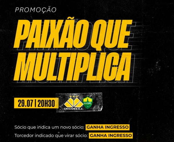  Criciúma anuncia benefício exclusivo para os últimos a se associarem
