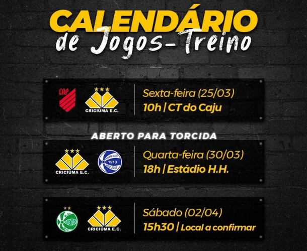 Criciúma confirma três jogos-treino para os próximos dias