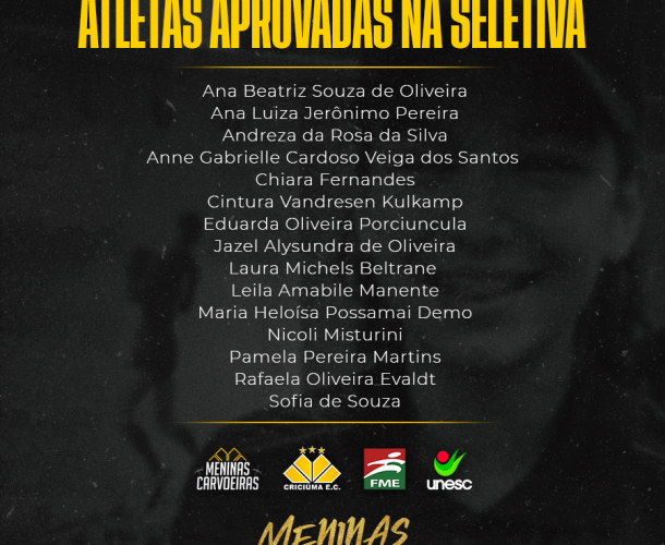 Futebol feminino divulga atletas aprovadas nas seletivas 