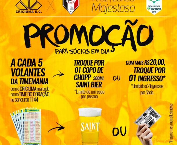 Promoção para sócios nesta quarta-feira