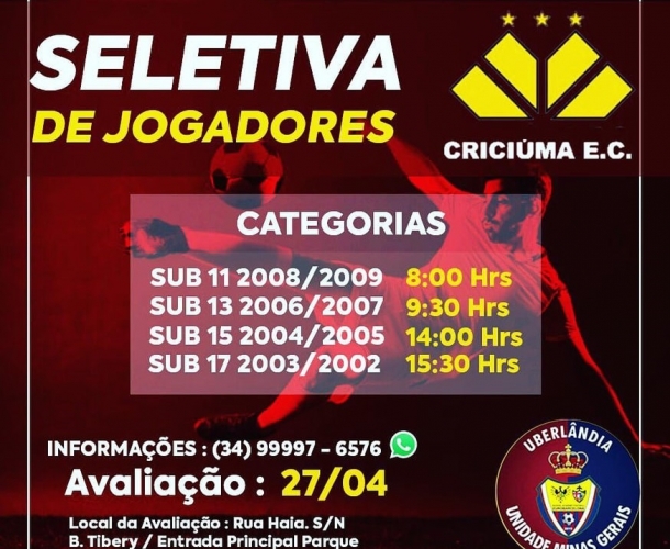 Seletiva de atletas para a base em Uberlândia