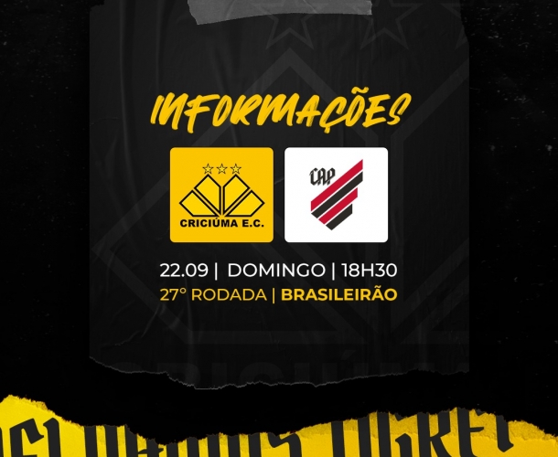 SERVIÇO DE JOGO PARA CRICIÚMA X ATHLETICO PARANAENSE
