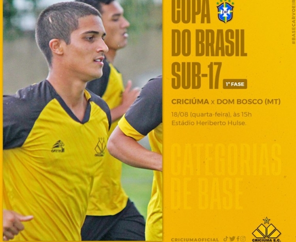 Sub-17 enfrenta o Dom Bosco (MT) na Copa do Brasil