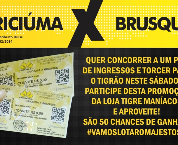 Tigre Maníacos sorteará 50 pares de ingressos