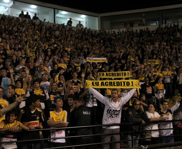 Torcida tricolor jogando junto com o time