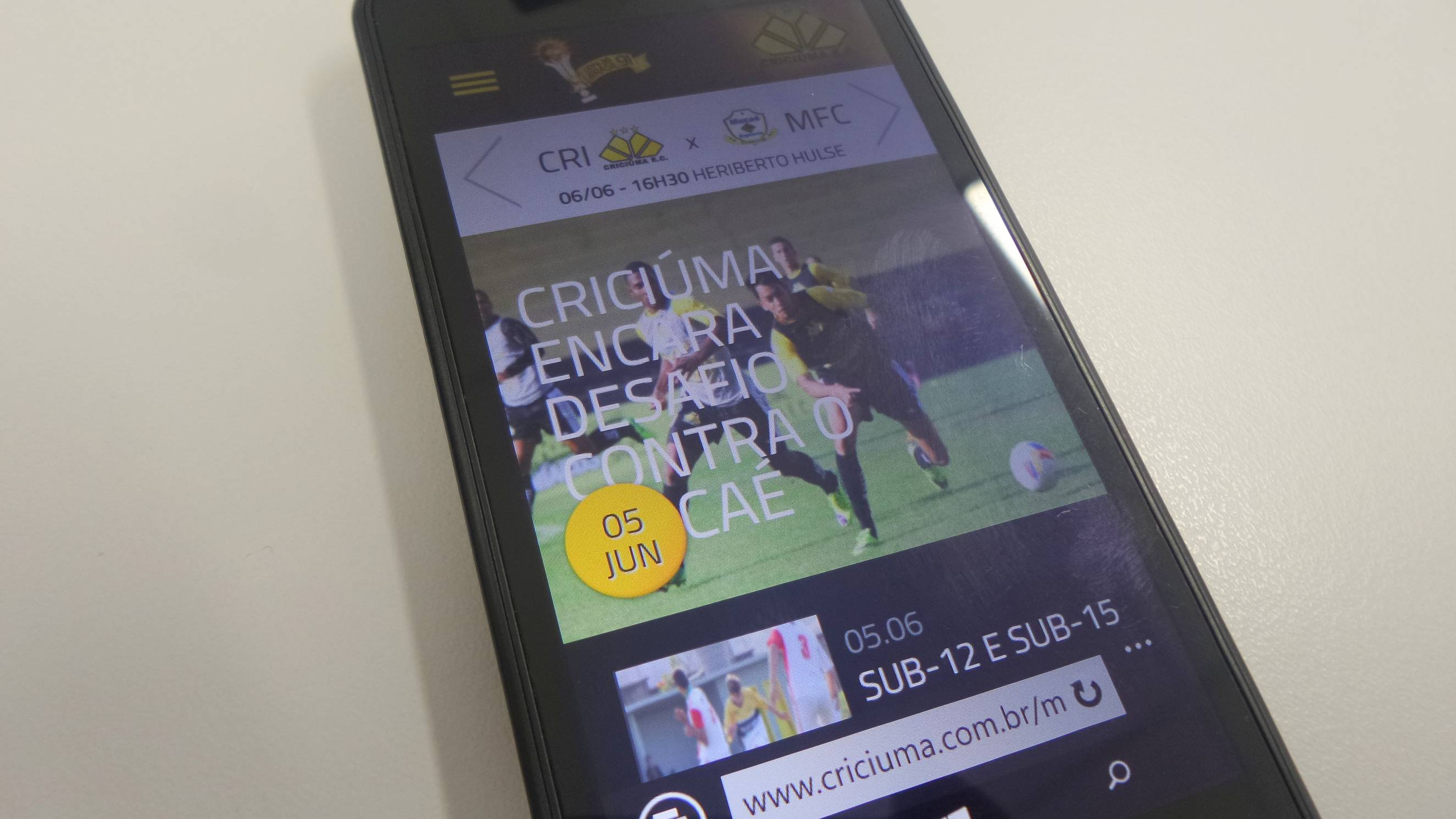 Site do Criciúma ganha versão mobile